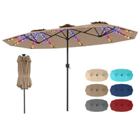 Tangkula 13 Ft Solar Patio Umbrella with Multi-Colored Flowing LED Lights