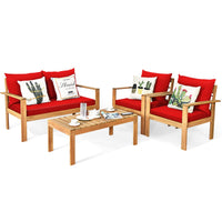 Tangkula Outdoor Conversation Sofa and Table Set with Water Resistant Cushions
