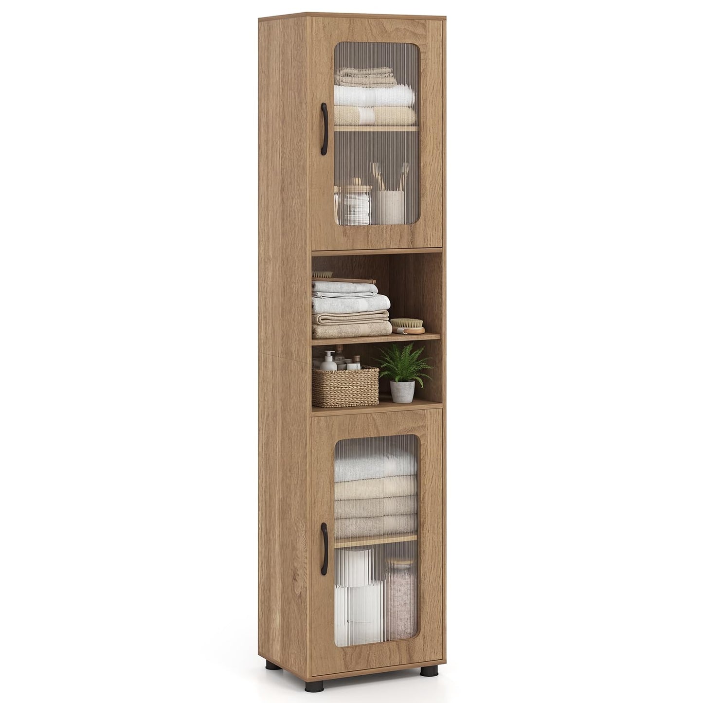 Tangkula 67” Tall Bathroom Cabinet, Slim Floor Storage Cabinet
