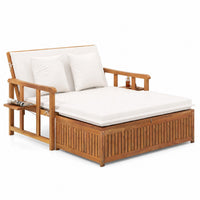 Tangkula Acacia Wood Patio Daybed