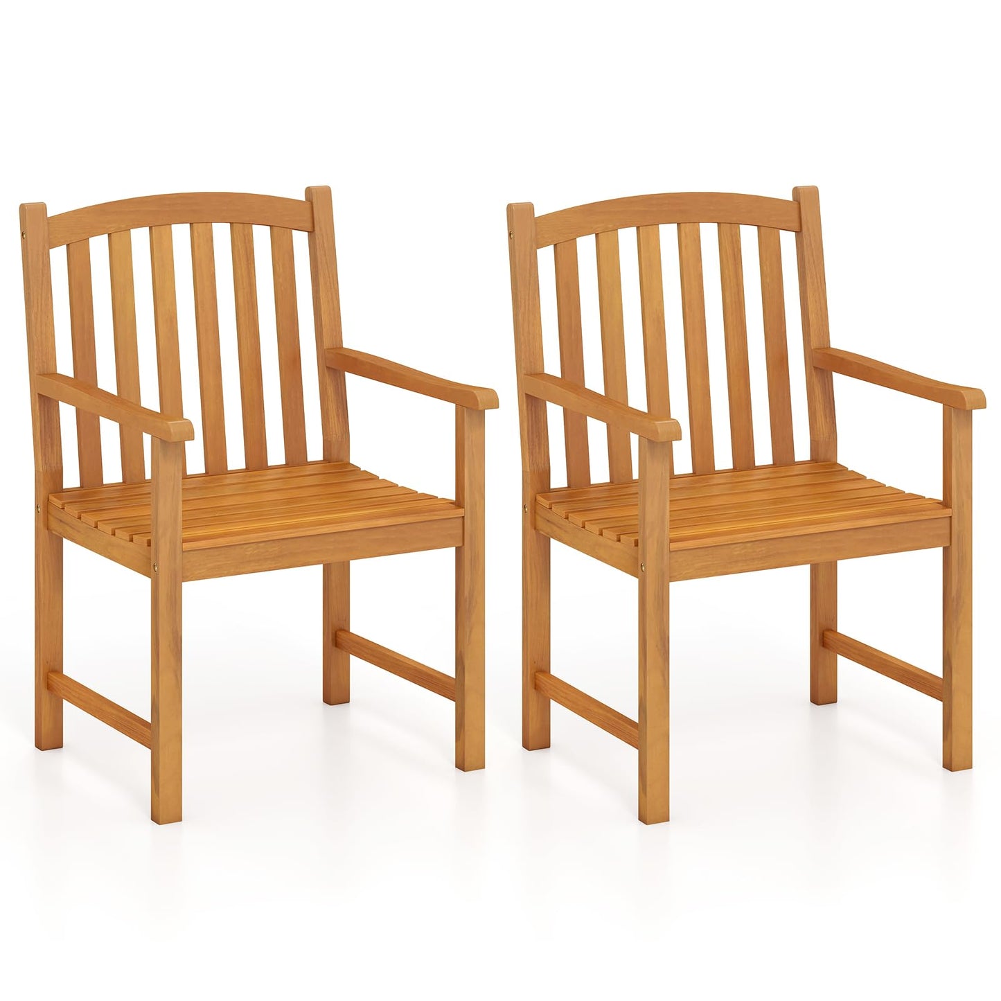 Fauteuils Tangkula en acacia à lattes pour terrasse avec dossier incliné, très résistants