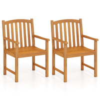 Fauteuils Tangkula en acacia à lattes pour terrasse avec dossier incliné, très résistants