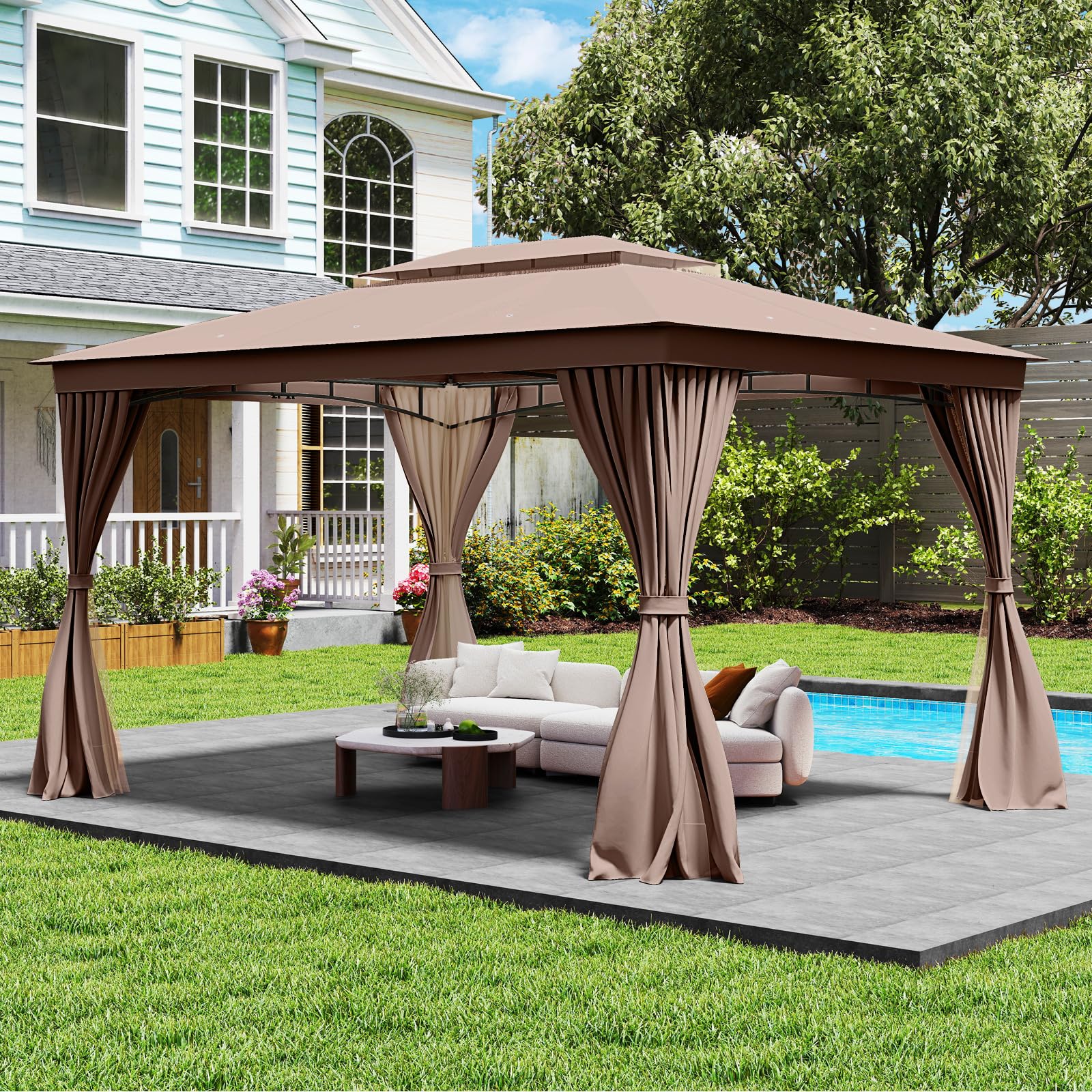 Tangkula 10x13 FT Outoor Gazebo Heavy-Duty Metal Frame