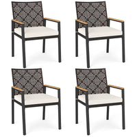 Tangkula Wicker Patio Chairs Set of 4 Hand-Woven PE Rattan Outdoor Chairs