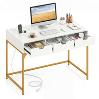 Tangkula Computer Desk with 3 Drawers & Power Outlets