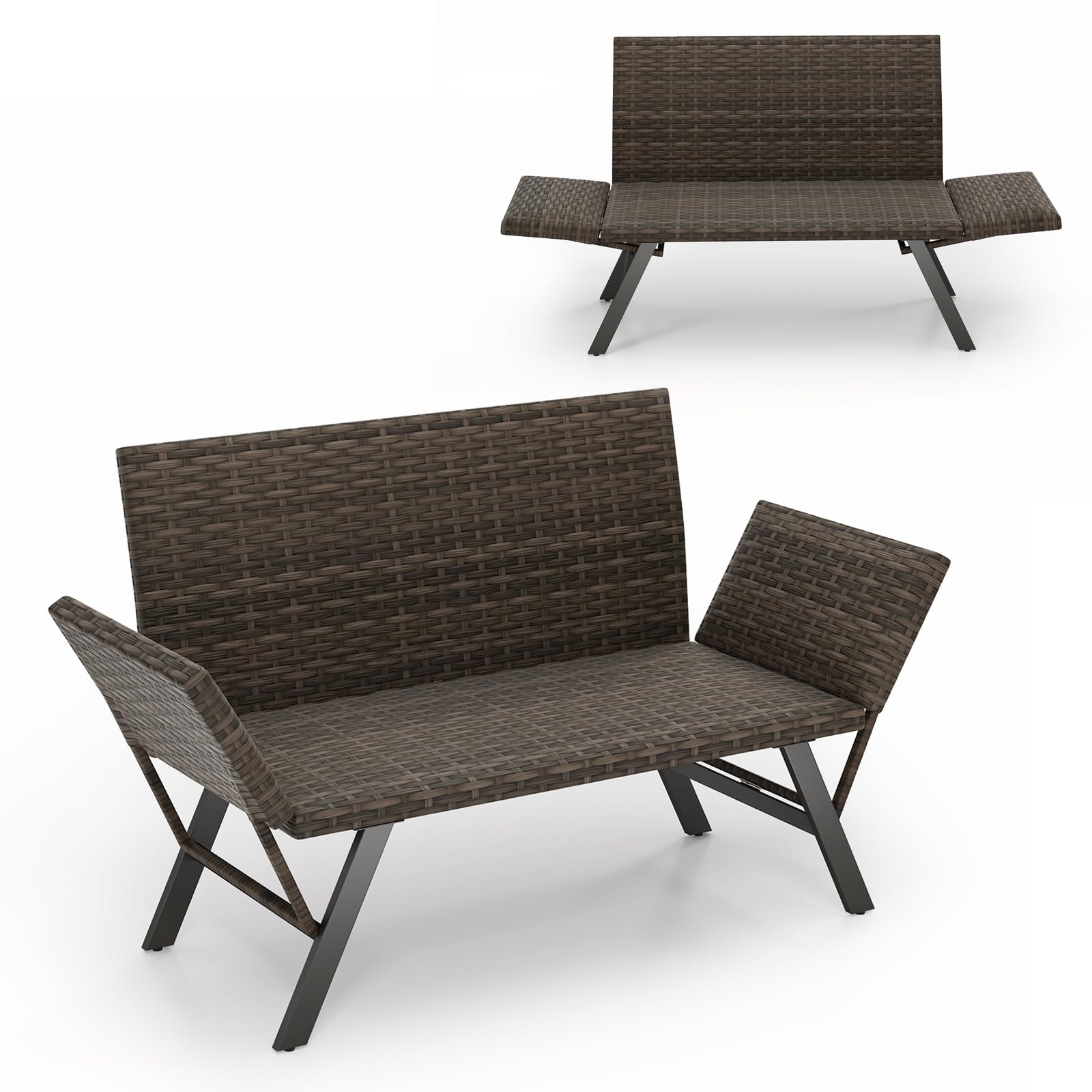 Tangkula Patio Convertible Sofa for 2