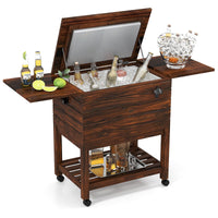 Tangkula Rolling Wooden Patio Cooler Cart(54 Quart)
