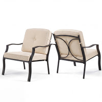 Chaises de salle à manger d'extérieur Tangkula 2/4 pièces, chaises de patio ergonomiques avec cadre en métal robuste de 150 kg et coussins moelleux