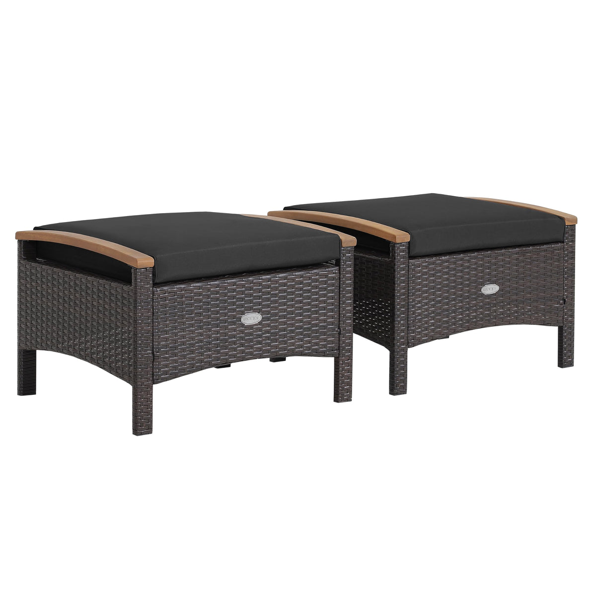 Tangkula 2 Piece Patio Rattan Ottomans, Outdoor Wicker Footstool
