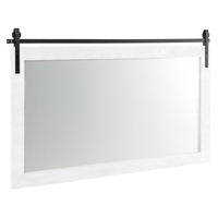 Tangkula Farmhouse Wall Mirror, 40" x 26" Rustic Bathroom Mirror with Fir Wood Frame