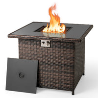 Tangkula 32.5 Inch Propane Fire Pit Table 5000 BTU with Tempered Glass Tabletop