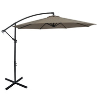 Tangkula 10 FT Patio Offset Umbrella with 8 Ribs, Outdoor Cantilever Umbrella with Cross Base and Crank
