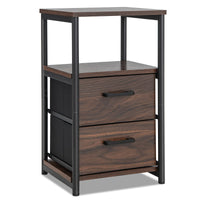 Tangkula Nightstand, Sofa Side End Table with Open Shelf & 2 Drawers