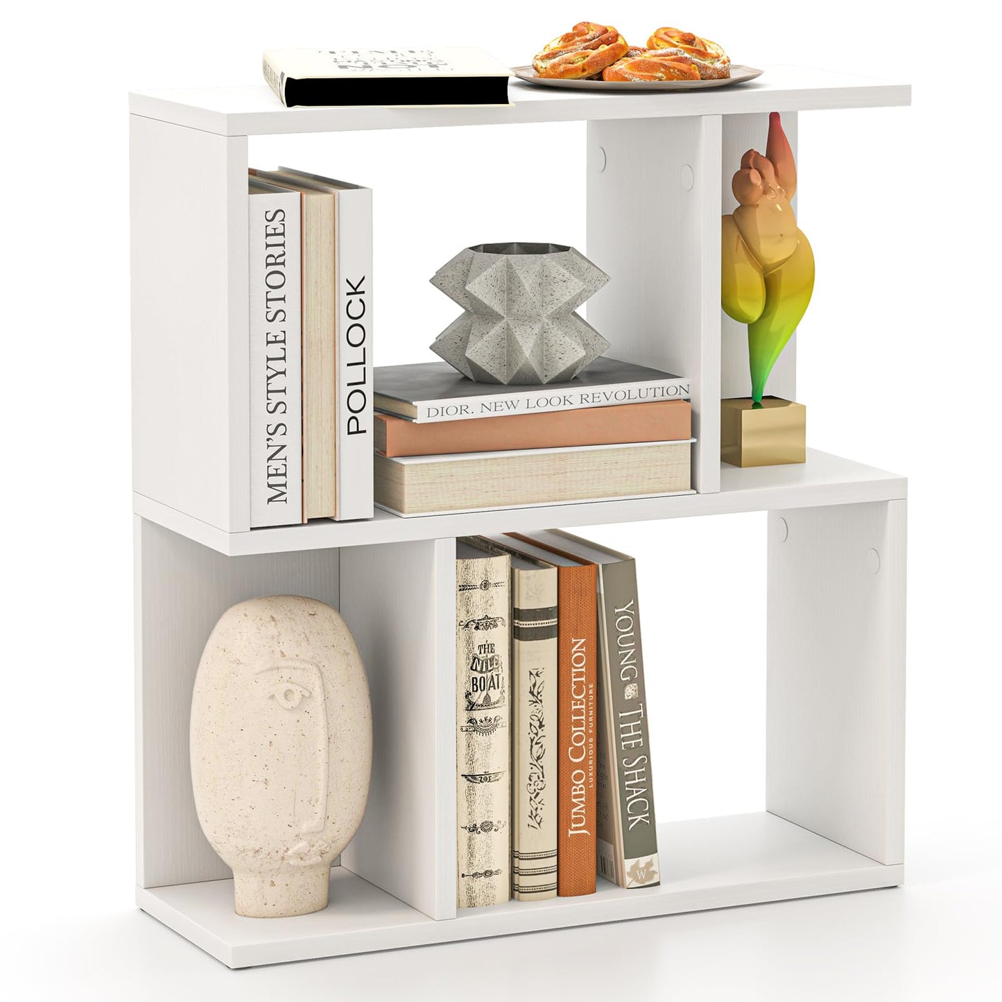 Tangkula 3 Tier Geometric Bookshelf