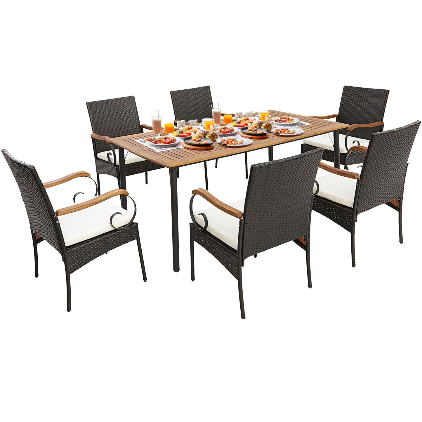 Tangkula 7-Piece Outdoor Dining Set All-Weather Patio Conversation Furniture Set