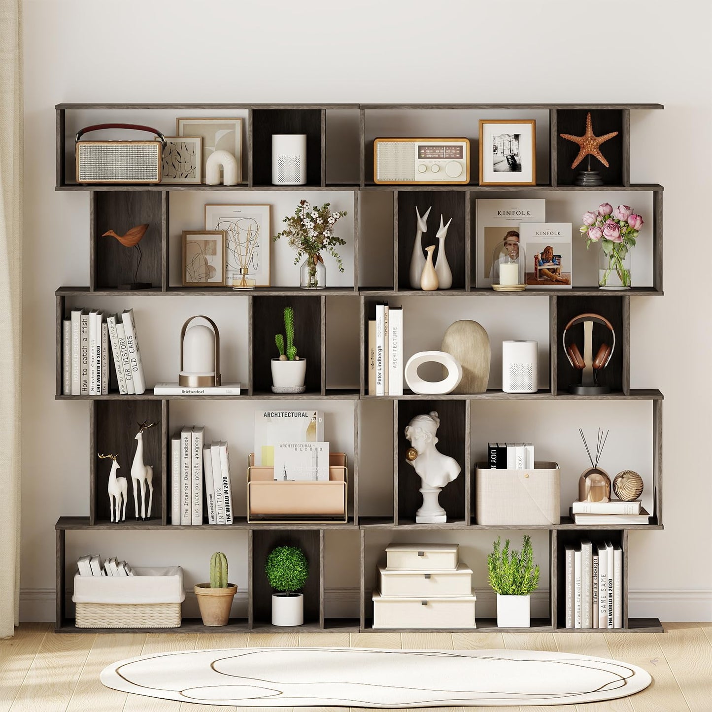 Tangkula 5-Tier Geometric Bookshelf 62”H Bookcase(1/2)