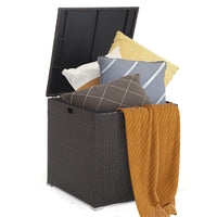 Tangkula 72 Gallon Square Deck Box, Patio Mix Brown Rattan Storage Container
