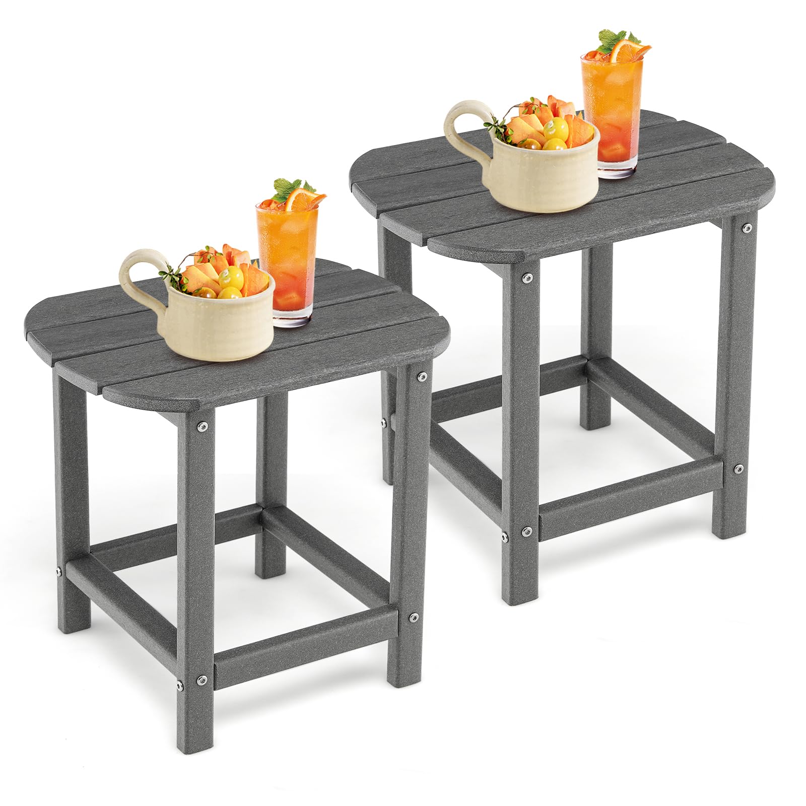Weather Resistant Adirondack Table, Grey, Set of 2 - Tangkula