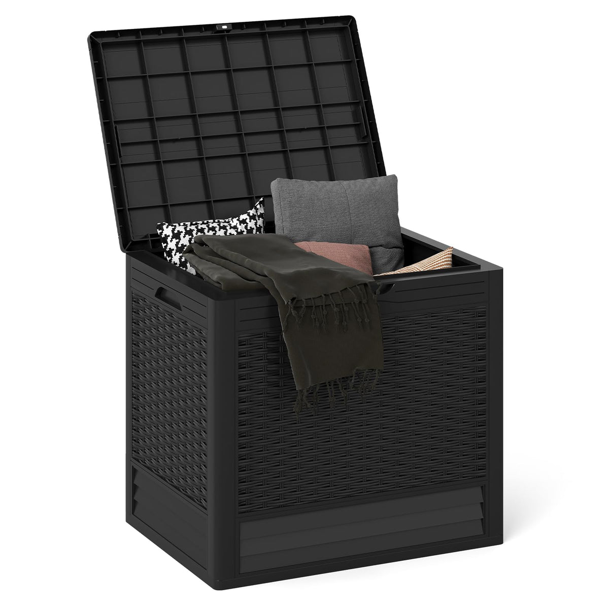 Tangkula 25 Gallon Waterproof Outdoor Storage Box with Lockable Lid
