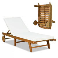 Tangkula Folding Patio Eucalyptus Wood Chaise Lounge with 5-Level Adjustable Backrest (1/2)