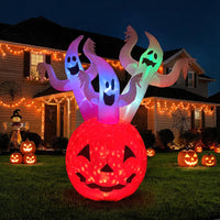 Tangkula 6 FT Halloween Lighted Inflatable 3 Ghosts in Pumpkin
