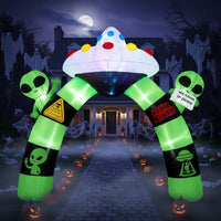 Tangkula 10.5 FT Halloween Lighted Inflatable Alien Archway with LED Lights