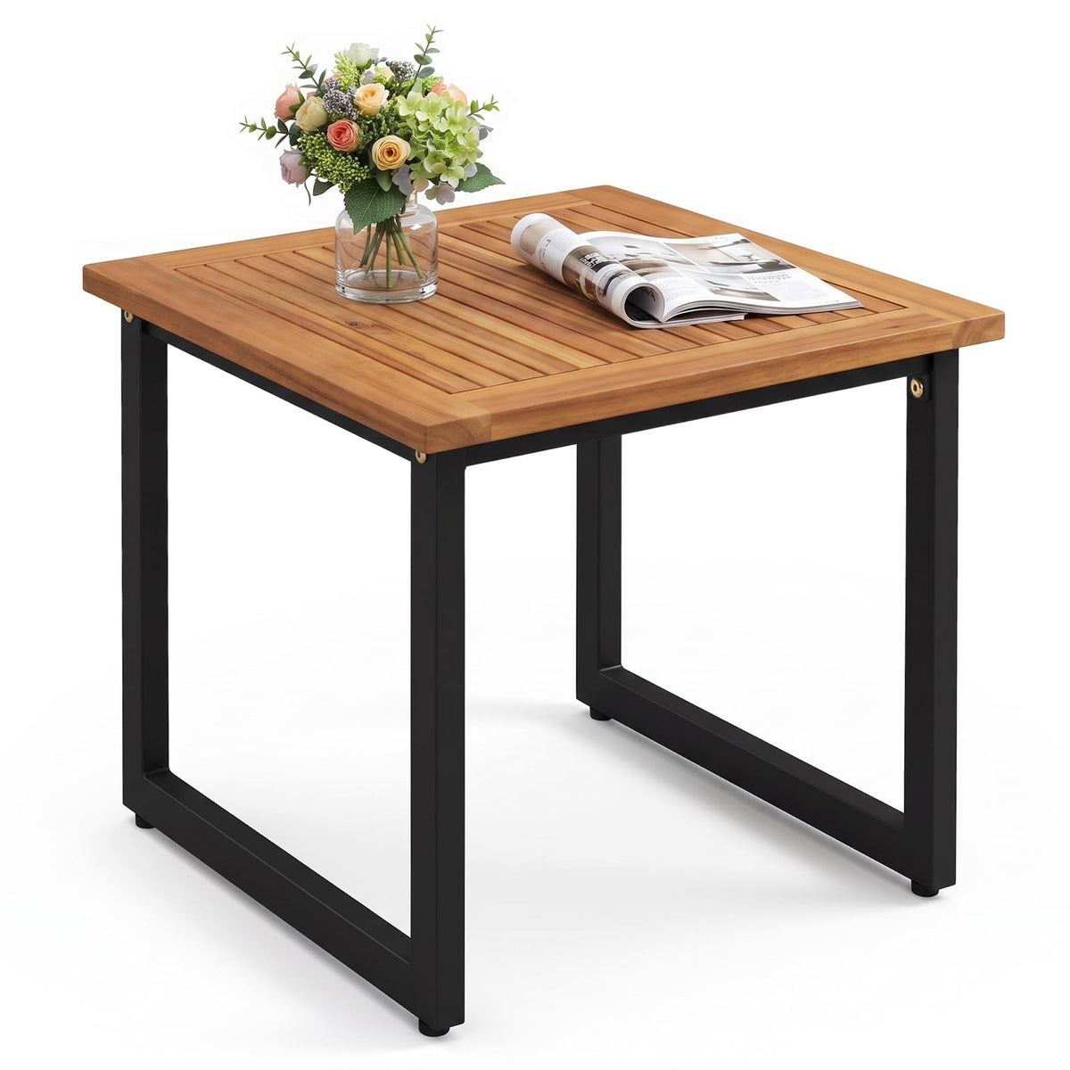 Tangkula 18" Square Acacia Wood Patio Side Table