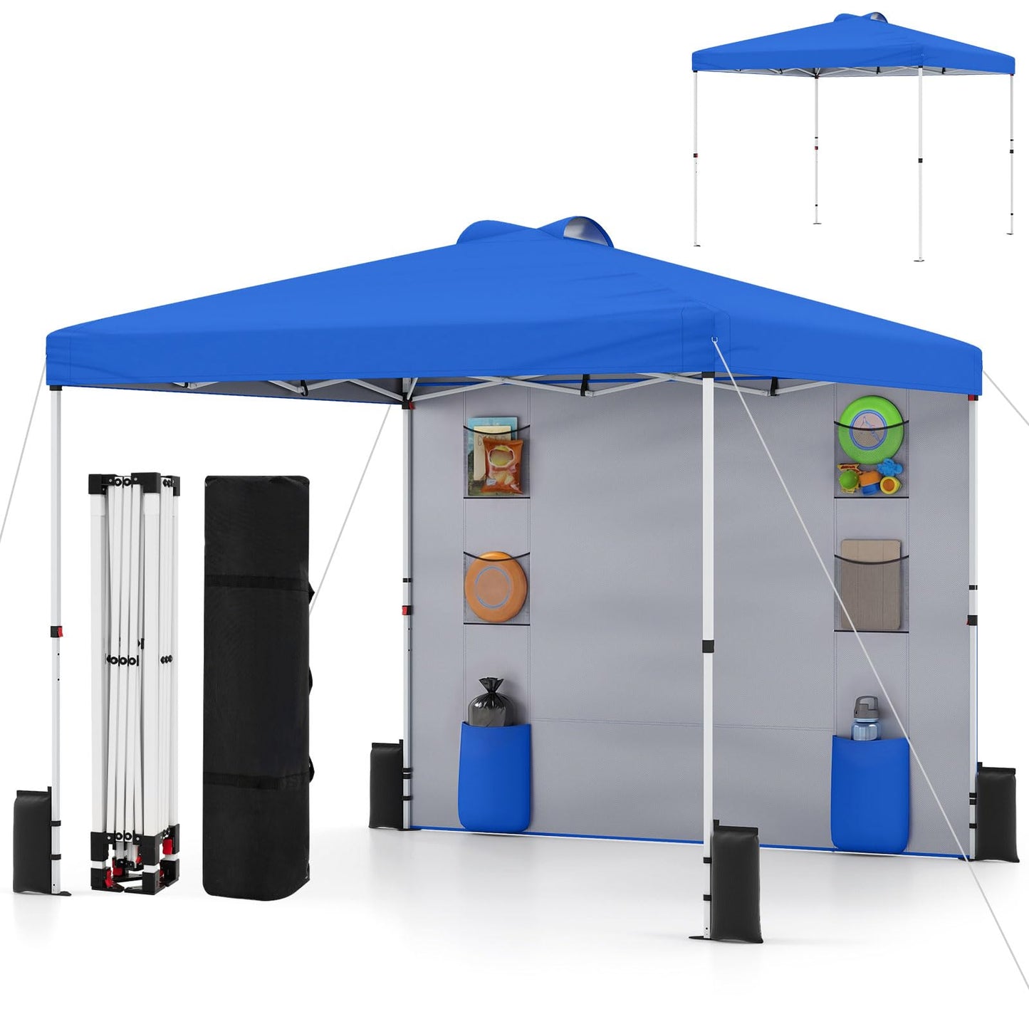 Tangkula 10x10 Ft Pop Up Canopy with Sidewall UPF50+ Commercial Canopy Tent