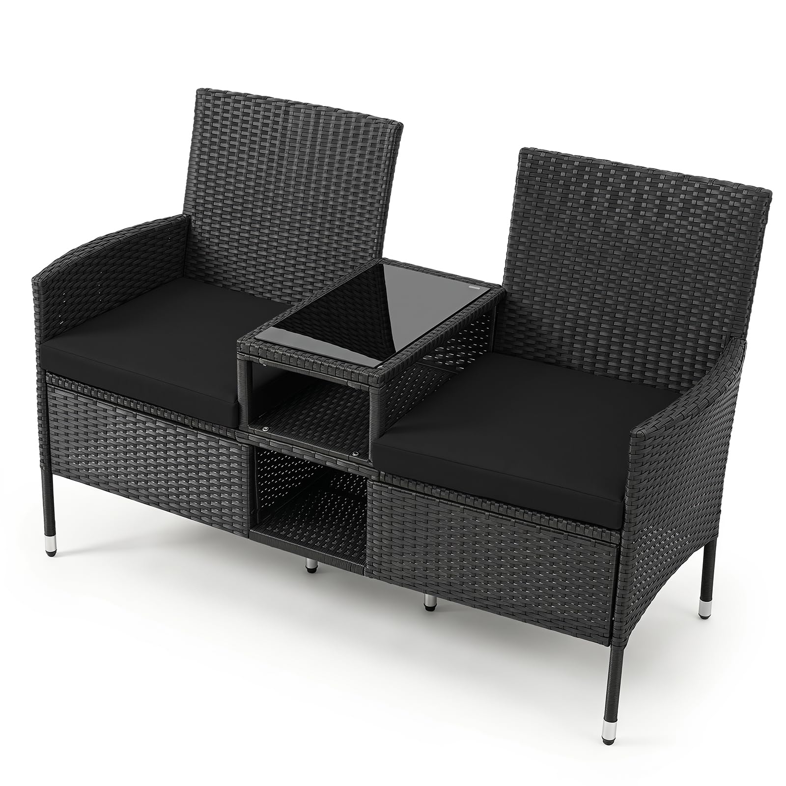 Tangkula Patio Loveseat with Table