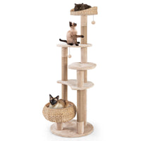 Arbre à chat moderne Tangkula, tour à chat de 65 pouces avec poteaux à griffer en jute