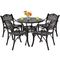 Ensemble de salle à manger Tangkula 5 pièces en aluminium moulé pour terrasse, ensemble de bistrot d'extérieur avec trou pour parasol