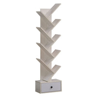 Tangkula 5 Tier Tree Bookshelf with Drawer, Rustic 5 Shelf Space Saving Corner Bookcase