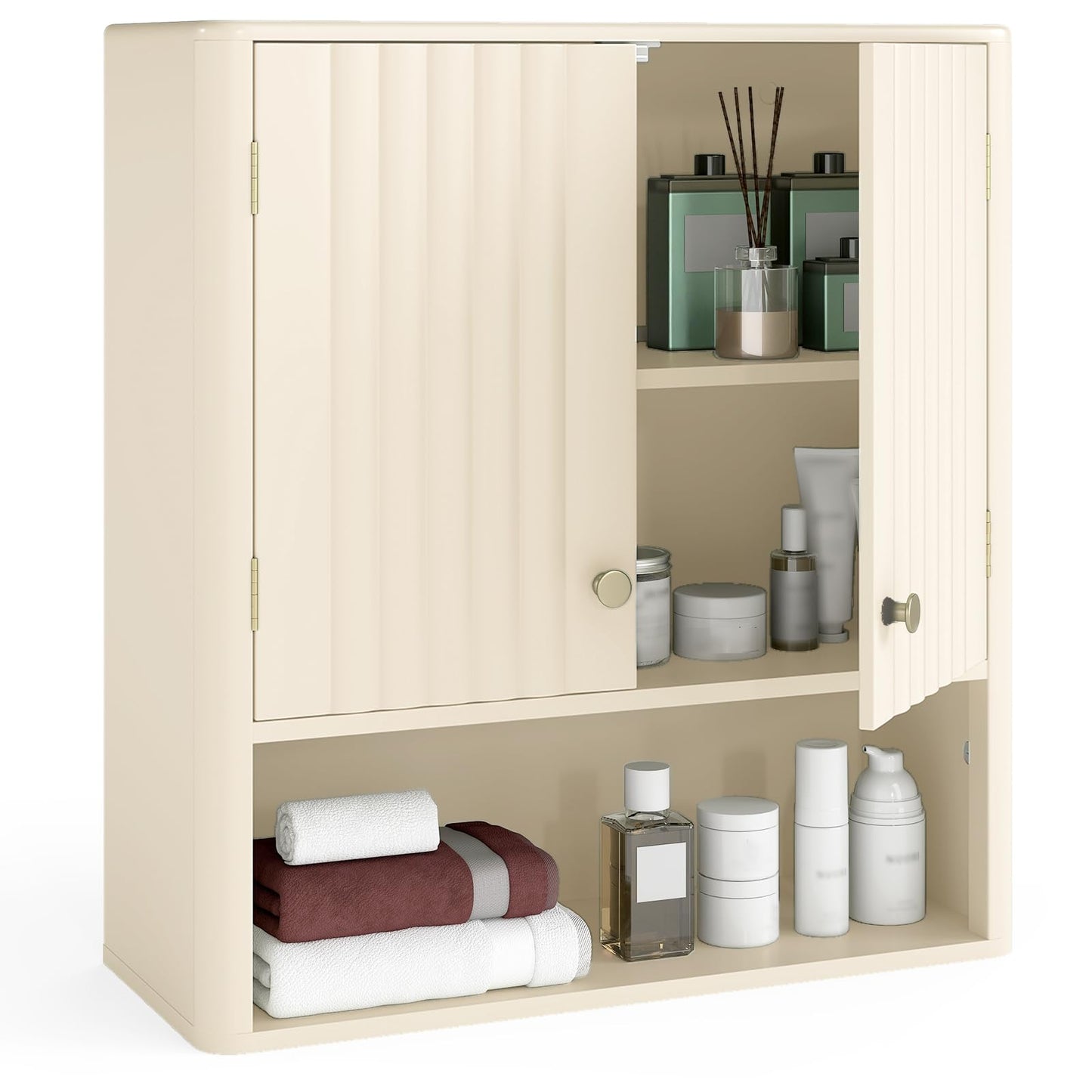Tangkula Fluted Bathroom Wall Cabinet