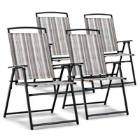 Tangkula Patio Folding Chairs Set of 2, Portable Sling Lawn Chairs with Metal Frame