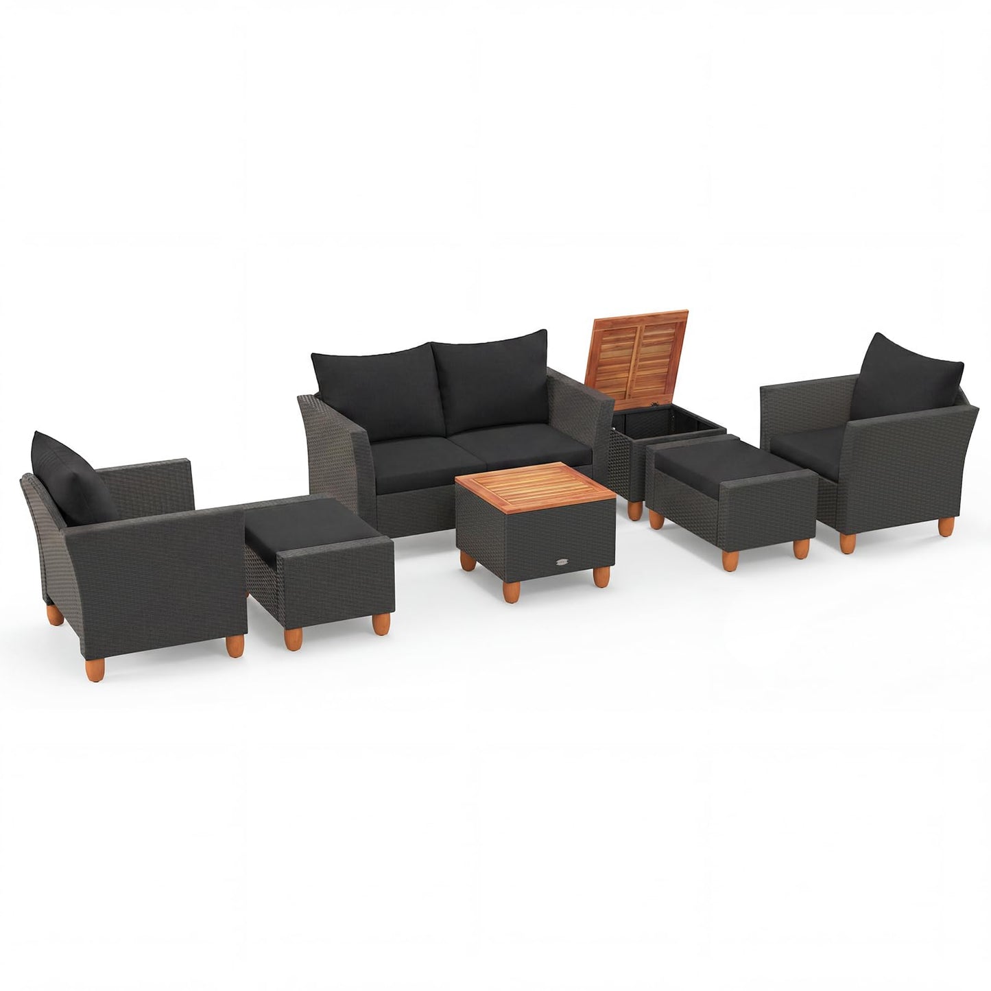 Tangkula 7 Pieces Patio Furniture Set with Loveseat
