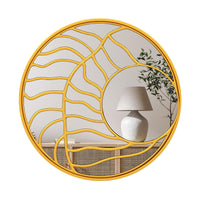 Tangkula 31.5" Large Round Wall Decorative Mirror with Irregular Frame