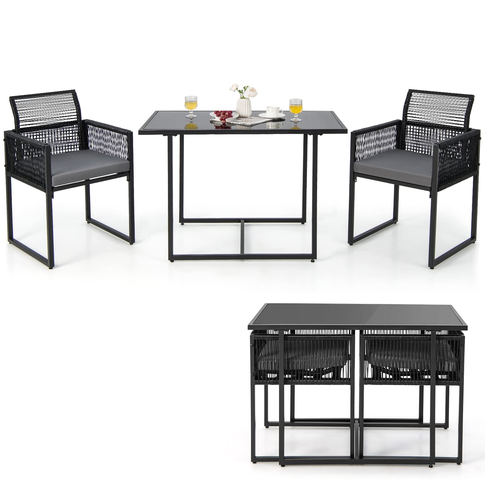 3 Pieces Outdoor Dining Set - Tangkula