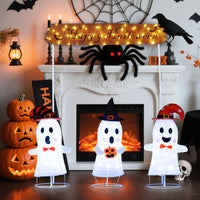 Tangkula Halloween Lighted 3 Pop up Ghosts with Gate