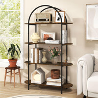 Tangkula 4 Tier Arched Bookshelf 61.5” Industrial Modern Freestanding Storage Rack (1 Pack/2 Pack)