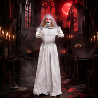 Tangkula 5.7 FT Animated Halloween Ghost Bride Decoration with Swapped Face