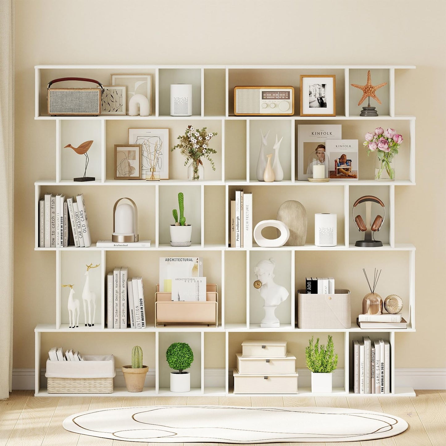 Tangkula 5-Tier Geometric Bookshelf 62”H Bookcase(1/2)