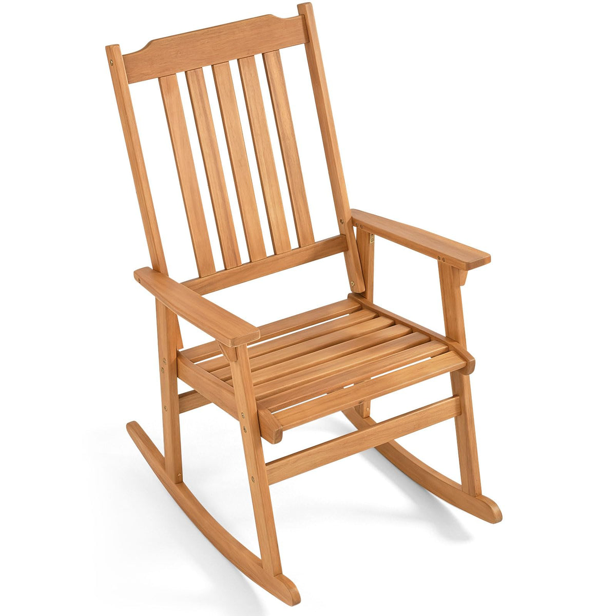 Tangkula Outdoor Patio Wood Rocking Chair for Porch Garden Backyard