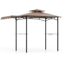 Tangkula 10.5x5 FT Grill Gazebo with Side Awning, 2-Tier Barbecue Gazebo with 2 Shelves, 12 Hanging Hooks