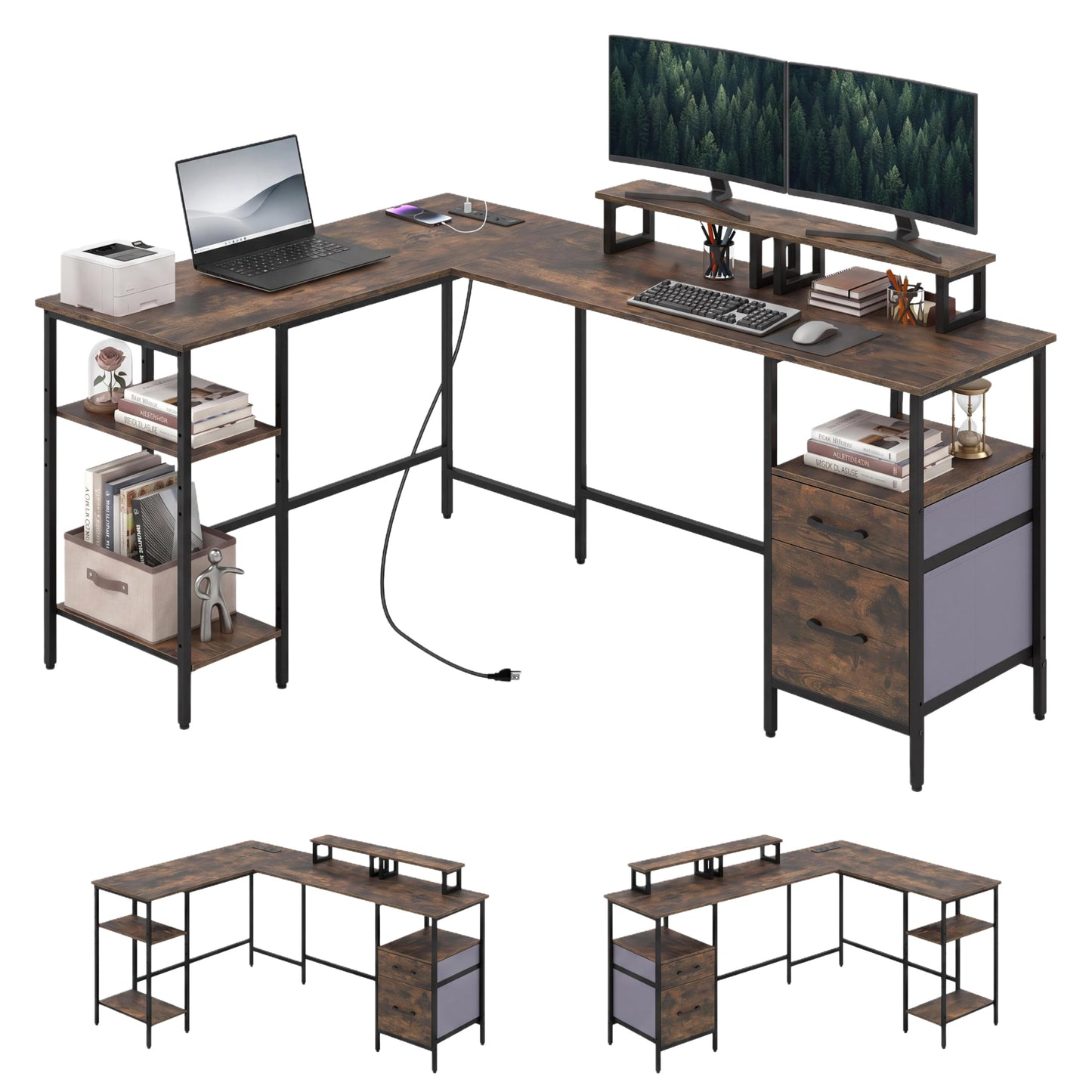Tangkula 63" Reversible L Shaped Desk