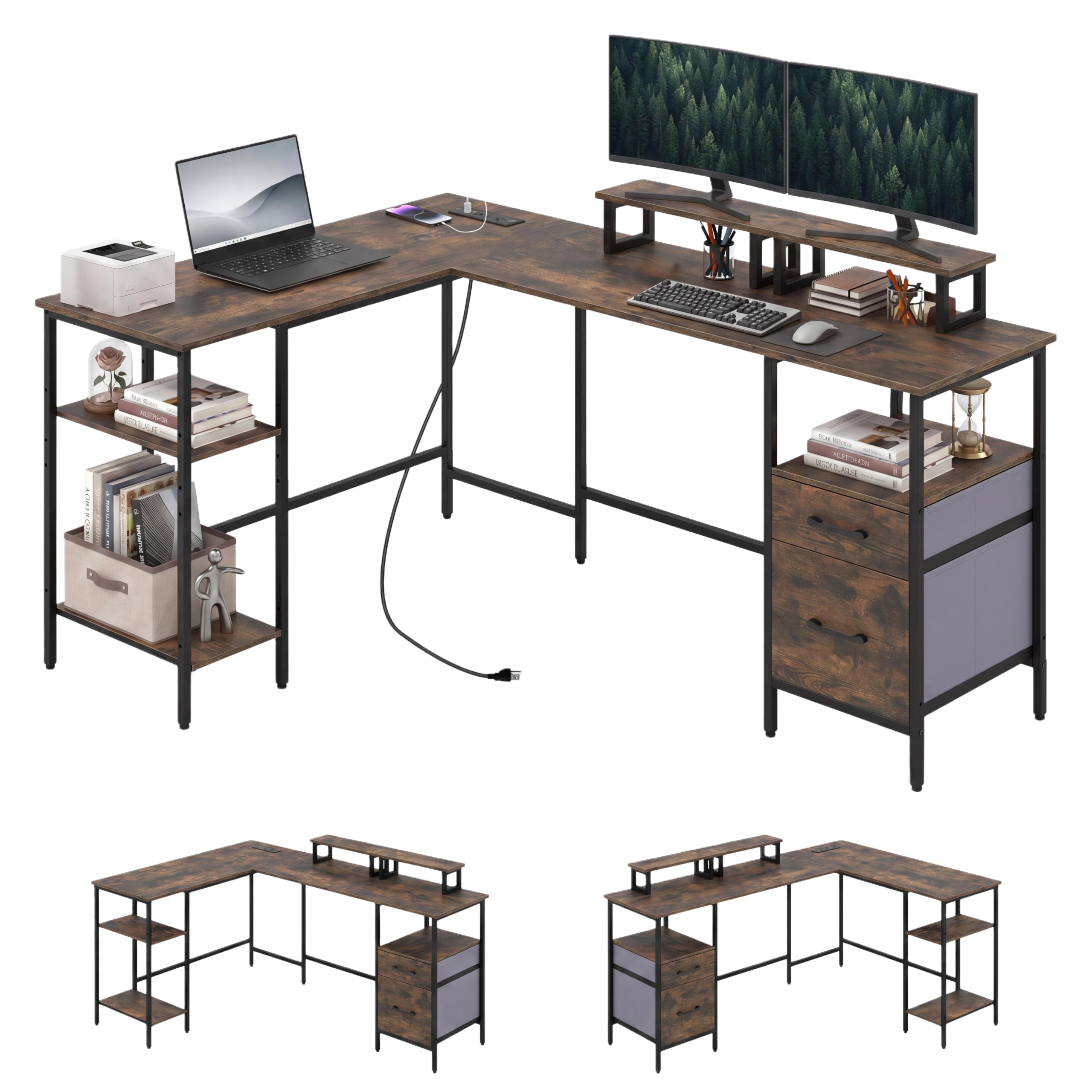 Tangkula 63" Reversible L Shaped Desk