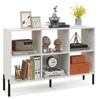 Tangkula 6 Cube Bookshelf, 2-tier Wood Storage Open Bookcase with Elevated Metal Legs, 5-Position Adjustable Shelf