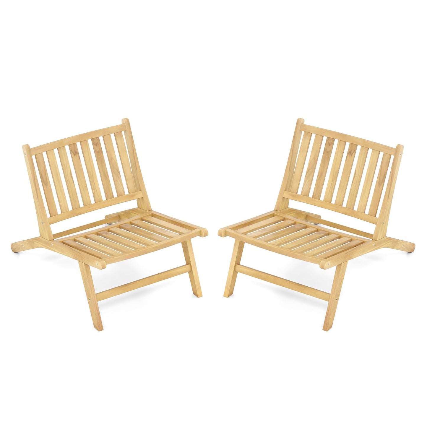 Tangkula Teak Wood Outdoor Accent Chairs（1/2/4）