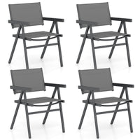 Tangkula Patio Chairs Set of 4 Outdoor Dining Chairs with Breathable Fabric Seat & Tilt Backrest