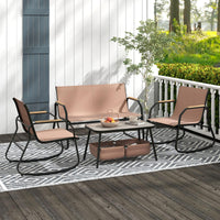 Ensemble de mobilier de patio Tangkula 4/8 pièces, table basse à 2 niveaux et chaises en tissu respirant