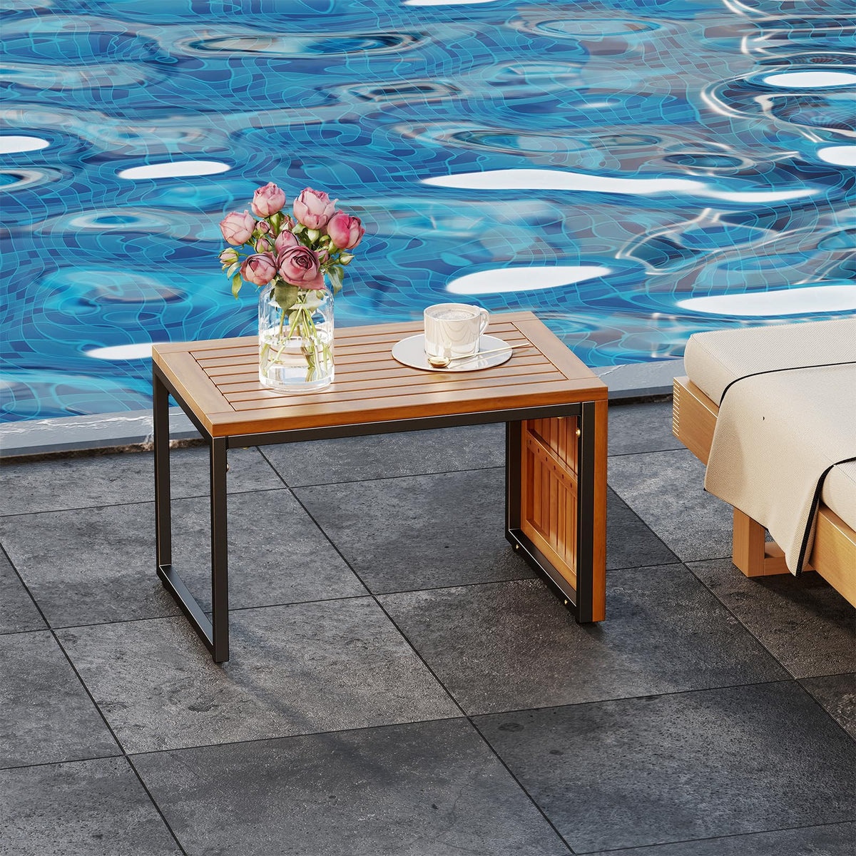 Tangkual 2-in-1 Patio Acacia Wood Side Tables